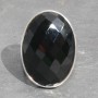 Faceted onyx wireband ring b