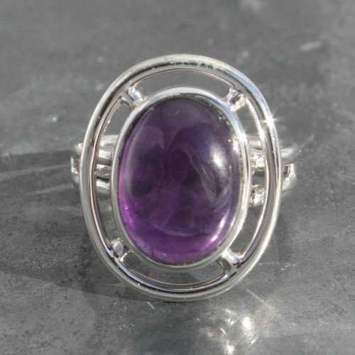 Amethyst ring set i sterling silver 925 handmade and fair trade . Amethyst from brazil . size 14