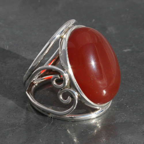 Carnelian Ring set in sterling silver 925 , handmade and fairtrade