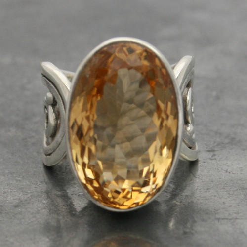 Citrine ring wire band a