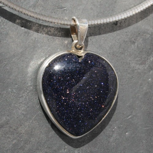 Blue Goldstone Heart Pendant