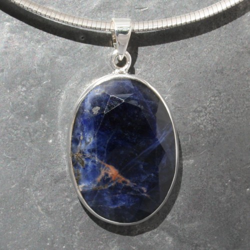 Sodalite with hematite Pendant Faceted