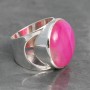 Pink Agate round half moon ring 1